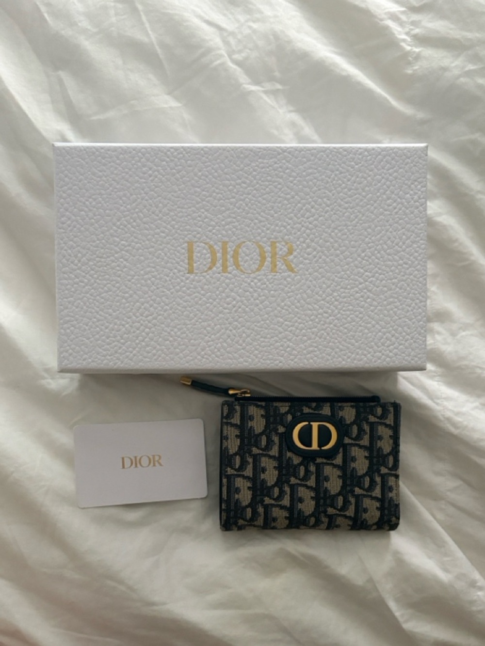 Dior CD Oblique Bifold Wallet in Navy and Beige